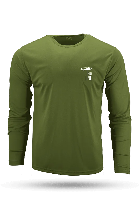 lightweight summer t-shirts -Dropline Logo - Moisture Wicking Long Sleeve T-Shirt