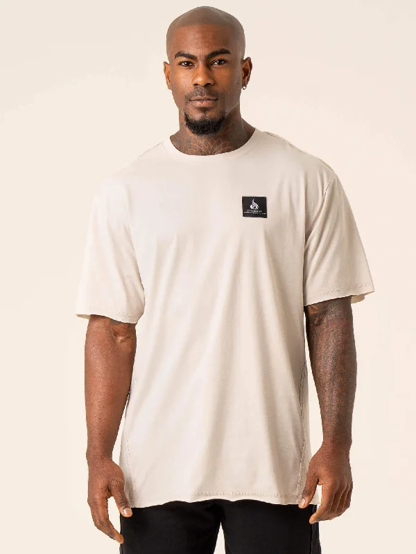 comfortable cotton t-shirts -Dynamic Oversized T-Shirt - Stone