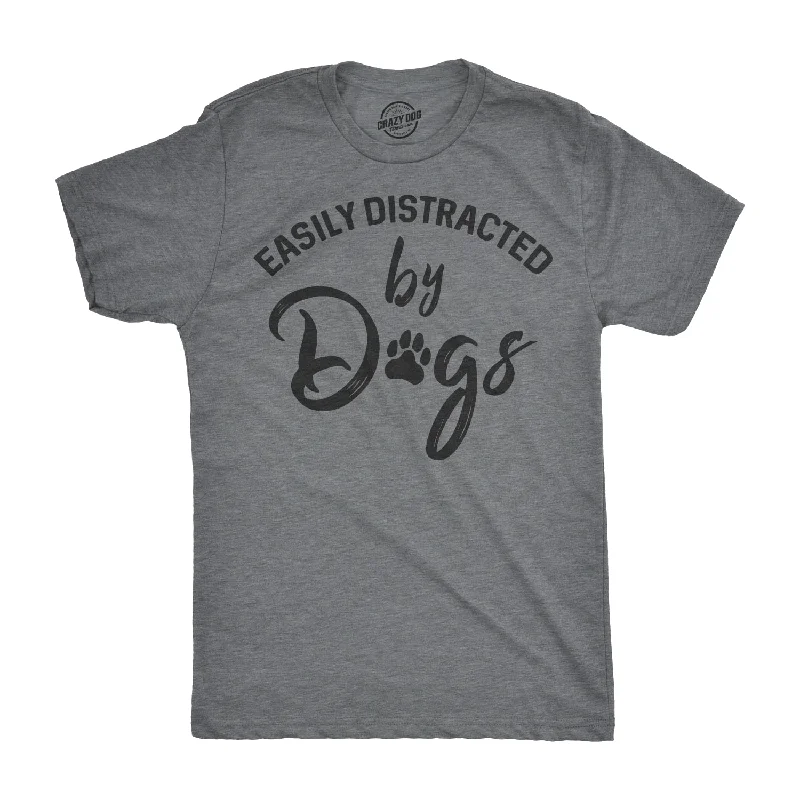 men's summer t-shirts with prints -Easily Distracted By Dogs Men's T Shirt