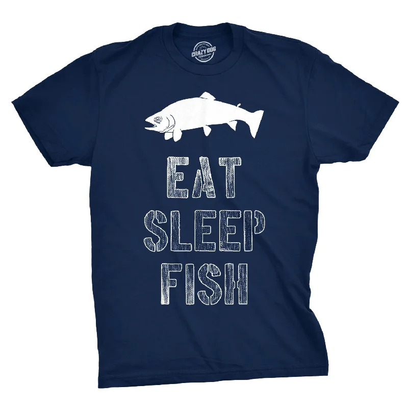 men's printed logo t-shirts -Eat Sleep Fish Men's T Shirt