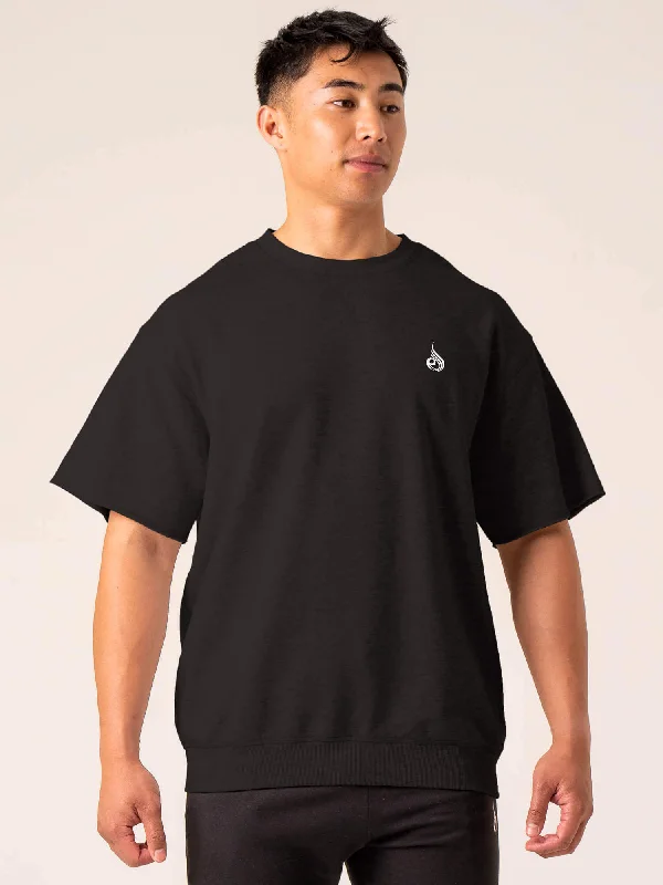 casual t-shirts for men -Emerge Fleece T-Shirt - Faded Black