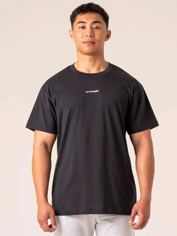 graphic tees for men -Emerge Oversized T-Shirt - Faded Black