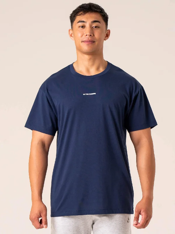 men's t-shirts with logos -Emerge Oversized T-Shirt - Navy