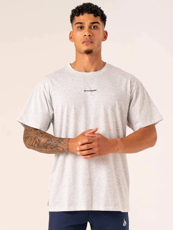 trendy t-shirts for men -Emerge Oversized T-Shirt - Snow Grey Marl