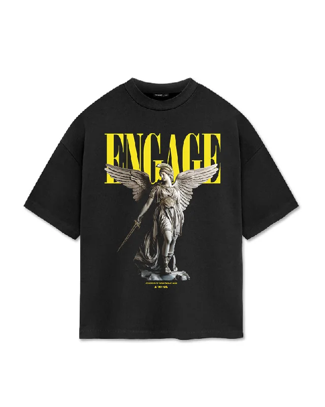 colorful t-shirts for men -Engage 'Athena' Oversized T-Shirt (Black)