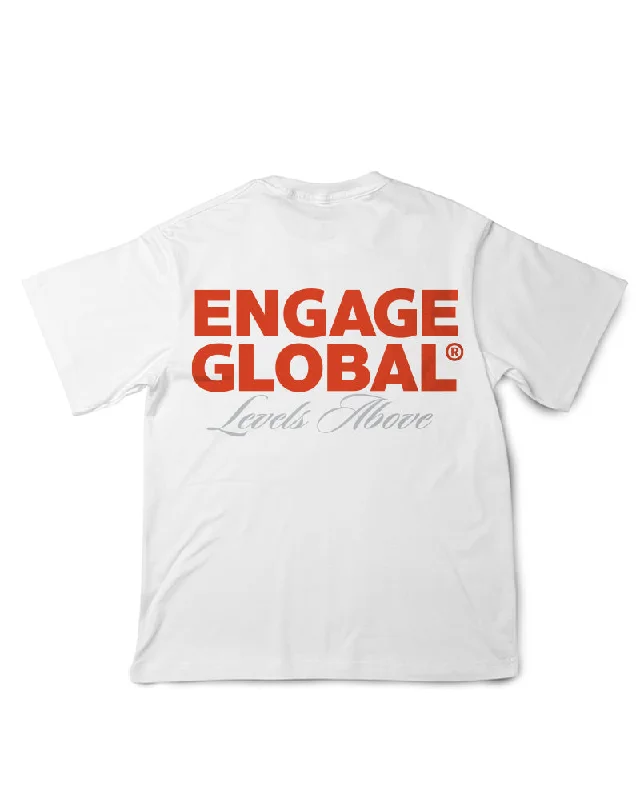 men's urban style t-shirts -Engage 'Levels Above' Oversized T-Shirt (White)