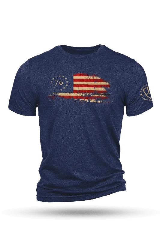 men's round neck t-shirts -Enlisted 9 - 76' Flag - Tri-Blend T-Shirt