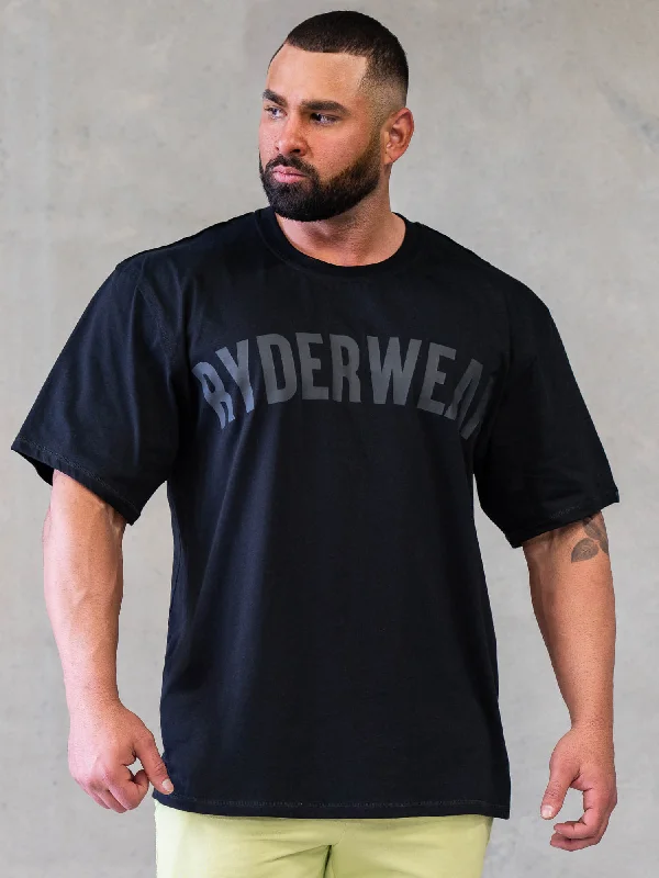 men's holiday-themed t-shirts -Force Oversized T-Shirt - Black