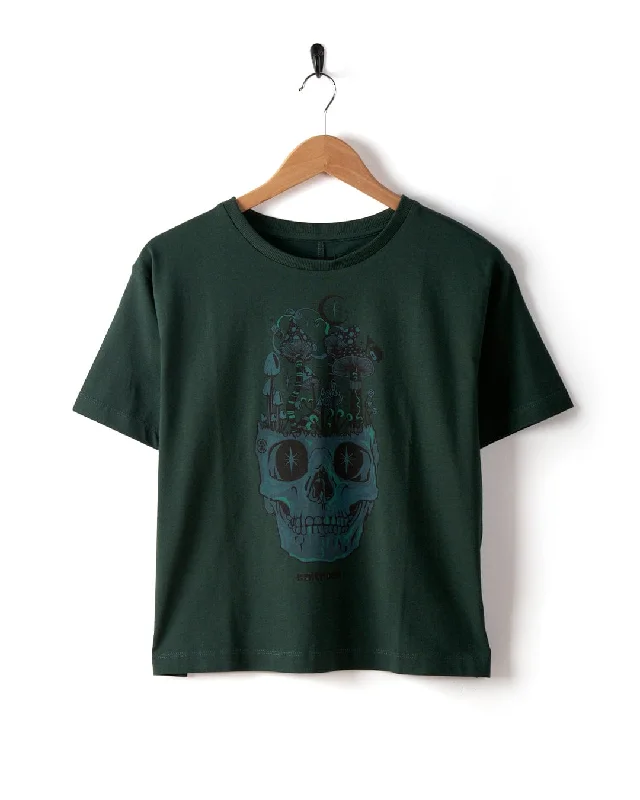 casual street t-shirts for men -Funguy - Womens Oversized Boxy T-Shirt - Green