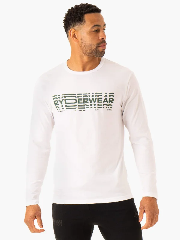 trendy t-shirts for men -Graphic Long Sleeve T-Shirt - White