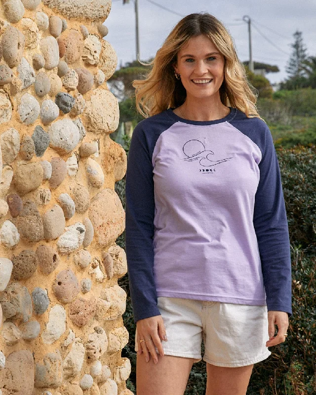 stylish short-sleeve t-shirts -High Tides - Womens Raglan Long Sleeve T-Shirt - Light Purple