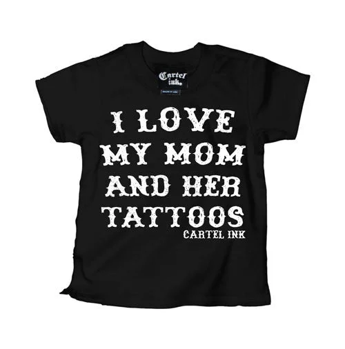 men's casual printed tees -I Love My Mom and Her Tattoos Kid's T-Shirt