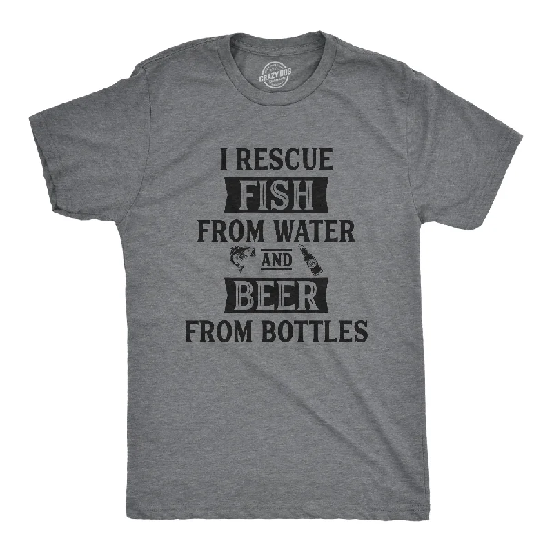 graphic tees for men -I Rescue Fish And Beer Men's T Shirt