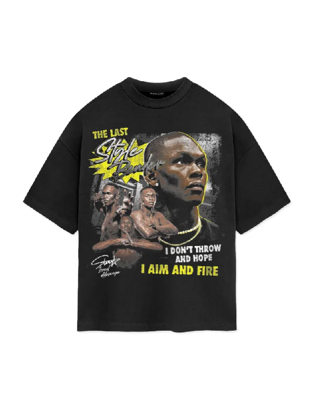 men's black t-shirts -Israel Adesanya 'Aim & Fire' Supporter T-Shirt