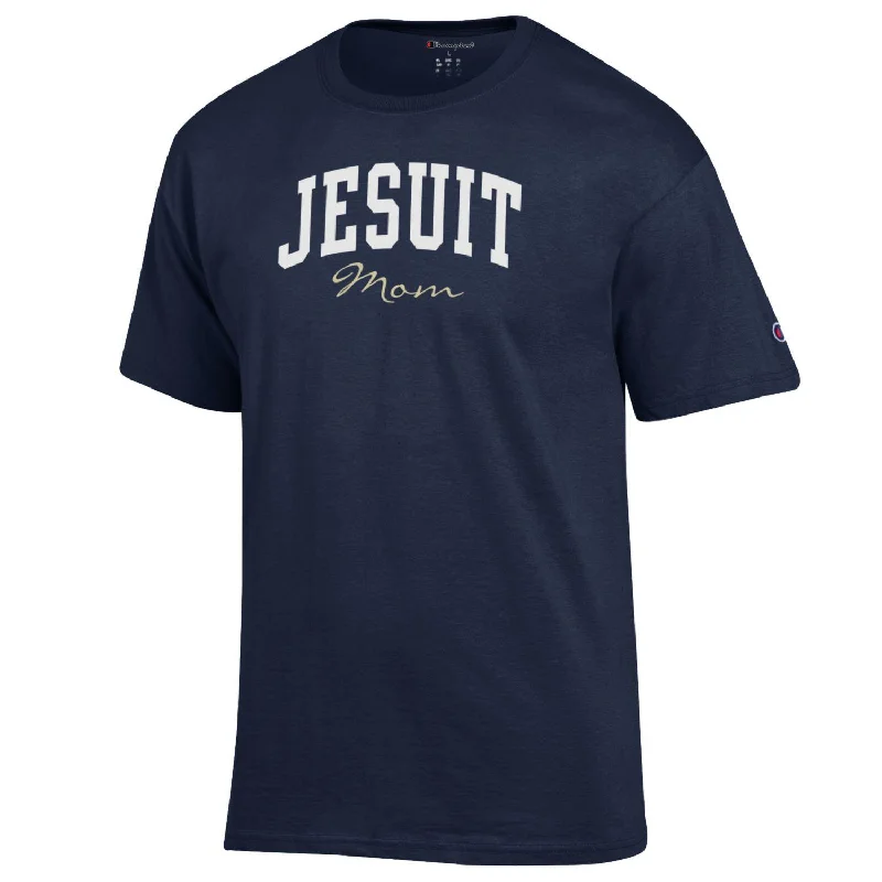 men's fashion fit t-shirts -Jesuit Mom Champion Navy T-Shirt