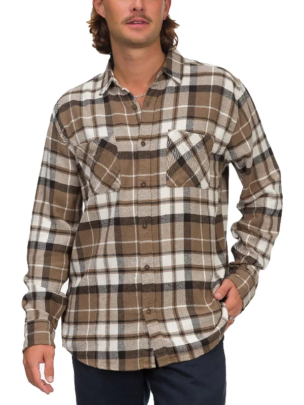 trendy long-sleeve shirts for men -Jude Mens Plaid 2 Pocket Button-Down Shirt