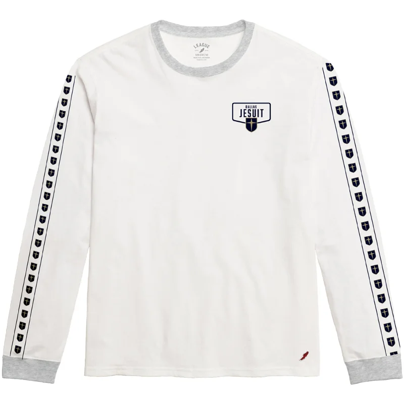 athletic-style t-shirts for men -Jesuit Dallas L/S t-shirt w sleeve print