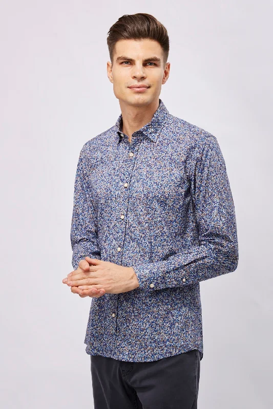 men's slim-fit dress shirts -Leo Daggered Marks Shirt