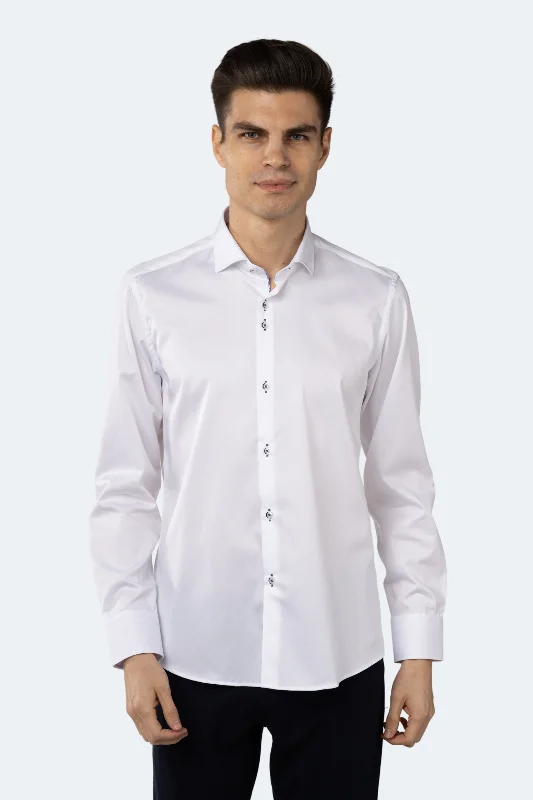 men's fashion shirts -Leo Solid White Shirt