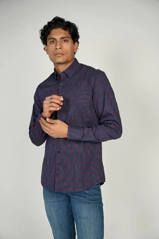 striped shirts for men -LEO Textured King Cotton Shirt