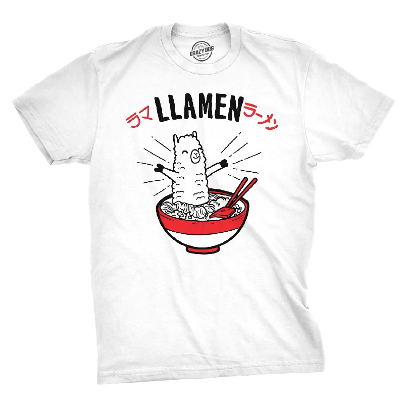 men's v-neck t-shirts -Llamen Men's T Shirt