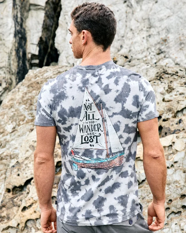 men's cotton blend t-shirts -Lost Ships - Mens Tie Dye T-Shirt - Grey