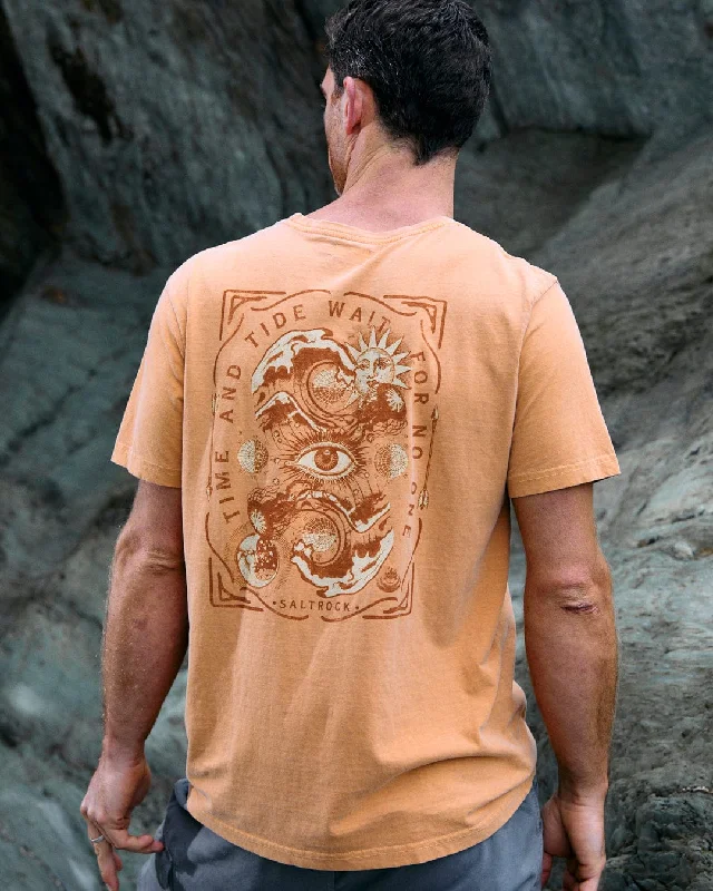 trendy printed t-shirts for men -Lunar 2 - Mens Oversized T-Shirt - Orange Marl