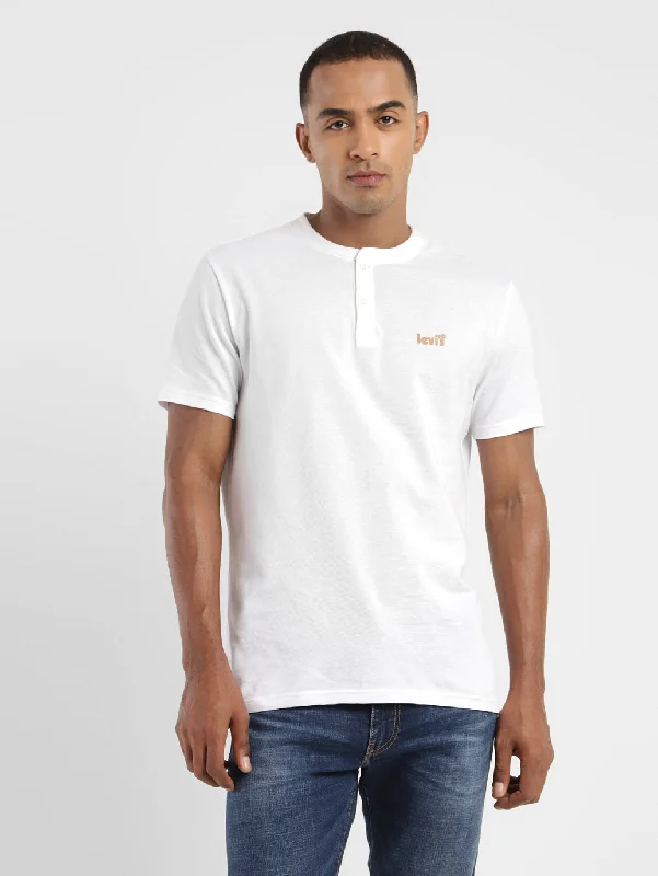 modern t-shirts for men -Men's Solid Henley Neck T-shirt