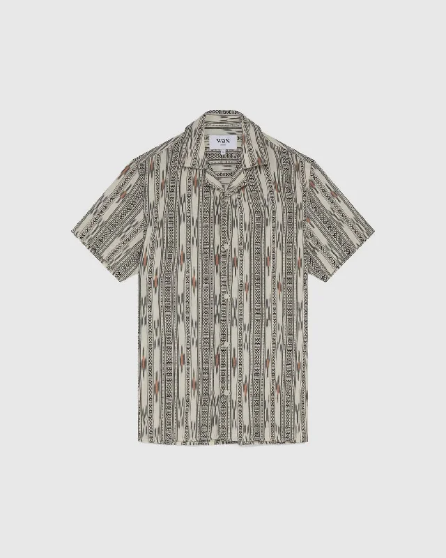 men's athletic fit shirts -Men's Didcot Shirt In Grey/ecru Aztec Ikat