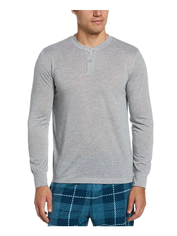 men's linen button-down shirts -Mens Heathered Pullover Henley Shirt