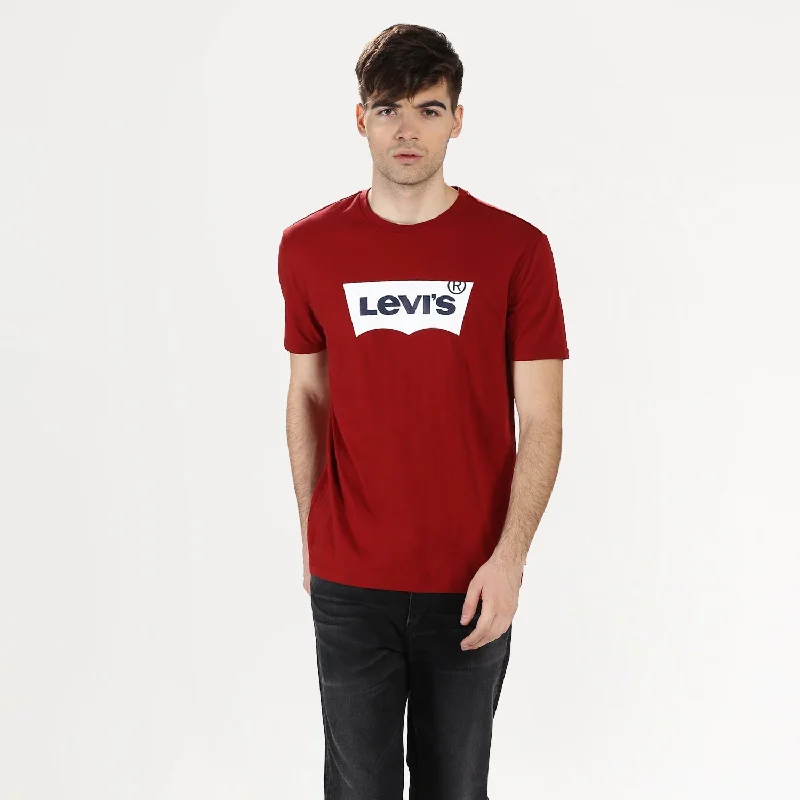 trendy graphic t-shirts -Men's Brand Logo Crew Neck T-shirt