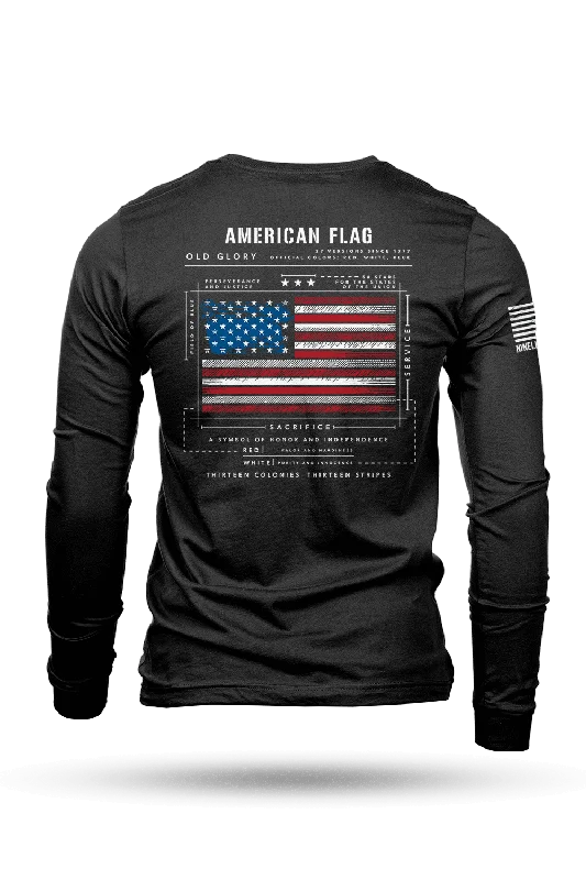 men's fashion-forward t-shirts -American Flag Schematic - Long Sleeve T-Shirt