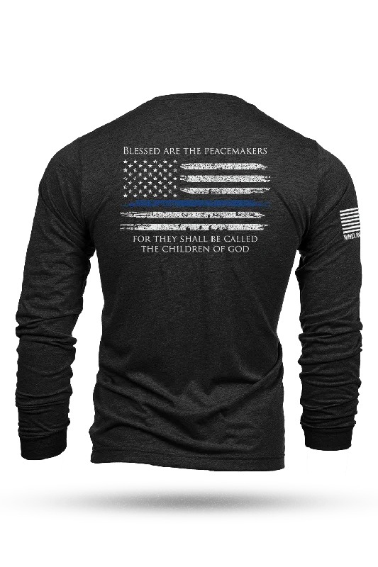 men's summer t-shirts with prints -Thin Blue Line - Long-Sleeve T-Shirt