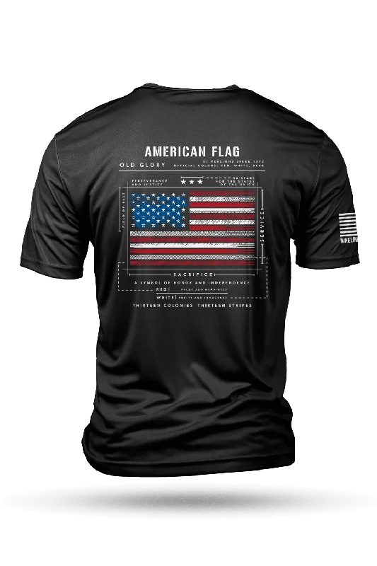 men's sports team t-shirts -Moisture Wicking T-Shirt - American Flag Schematic