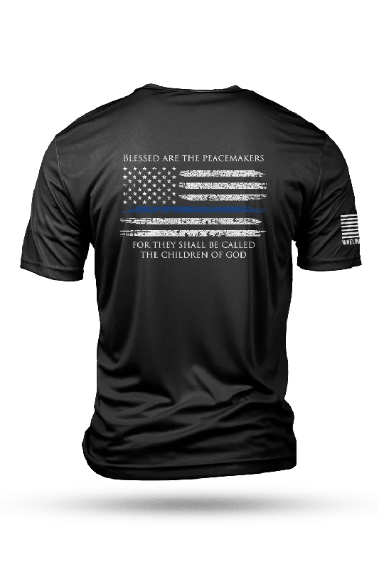 men's summer cotton tees -Thin Blue Line - Moisture Wicking T-Shirt