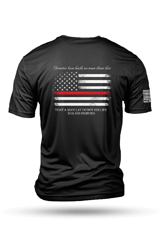 colorful t-shirts for men -Thin Red Line - Moisture Wicking T-Shirt