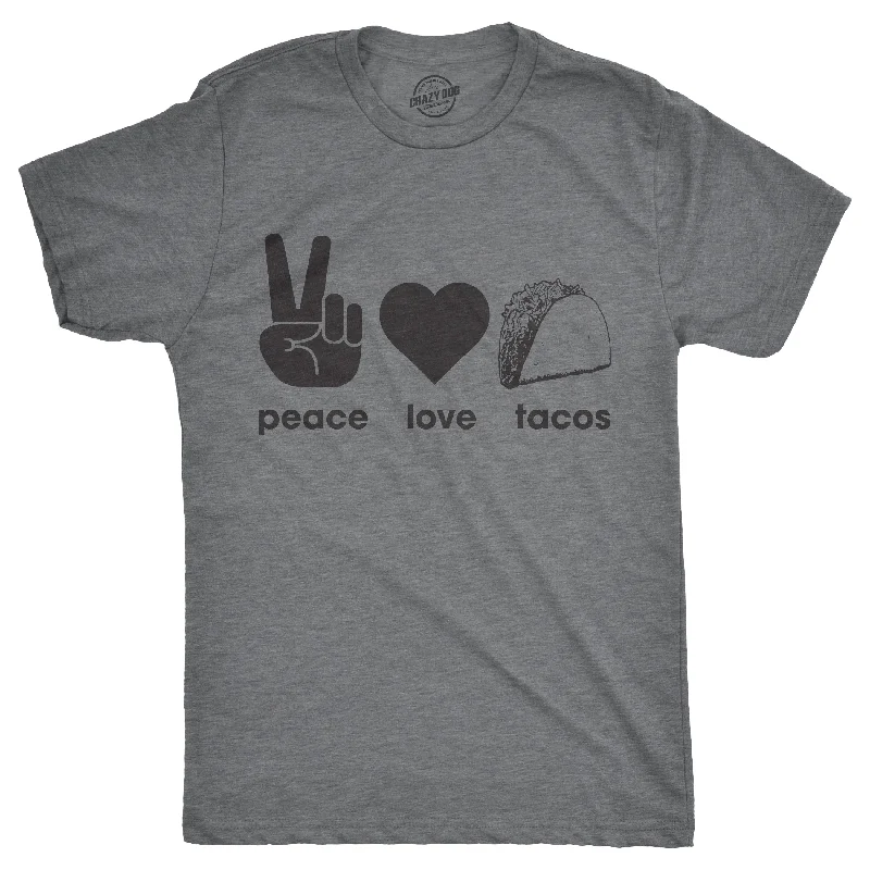 men's graphic print t-shirts -Peace Love Tacos Men's T Shirt