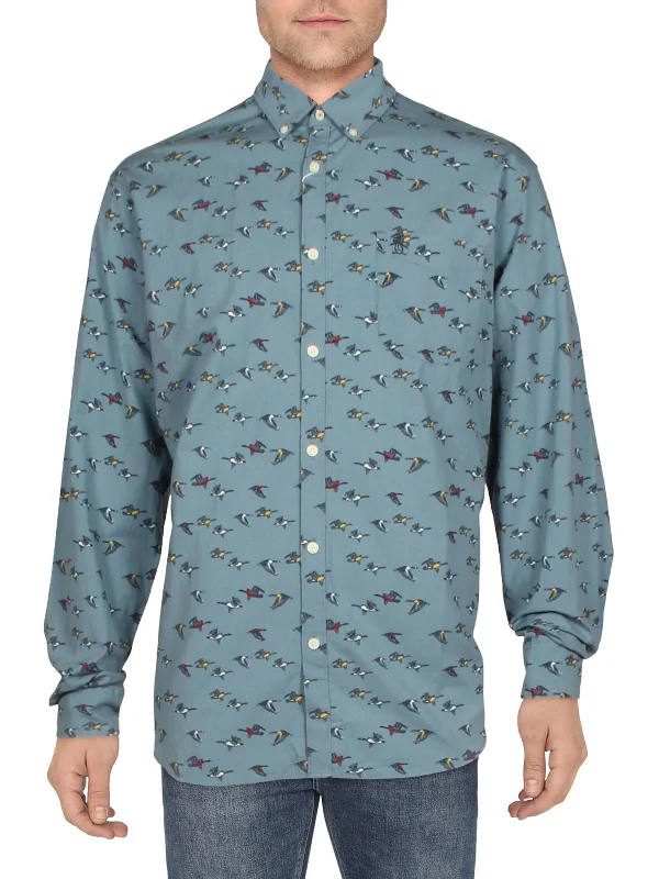 men's dress shirts -Mens Print Woven Button-Down Shirt