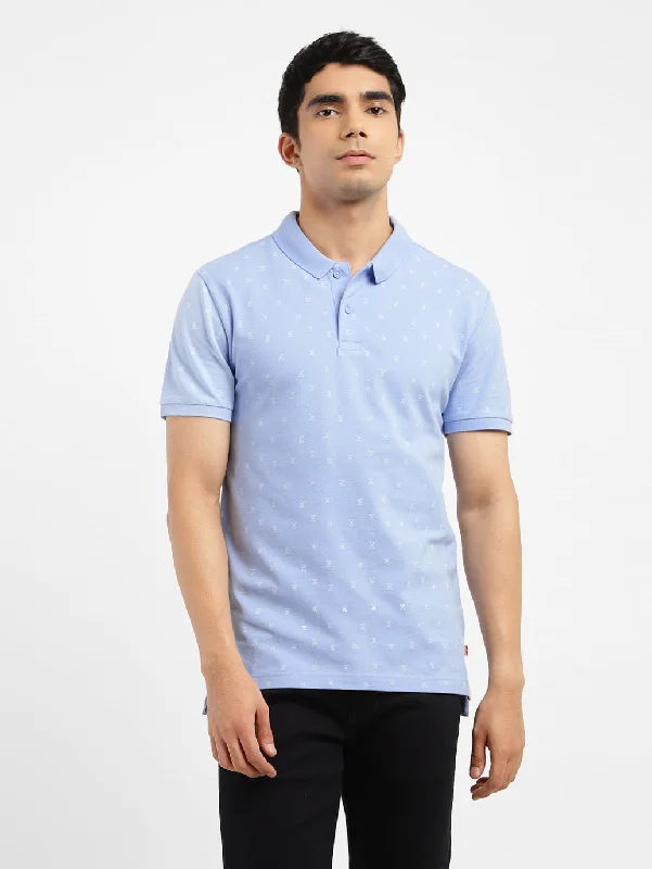 cotton t-shirts for men -Men's Geometric Print Polo T-shirt