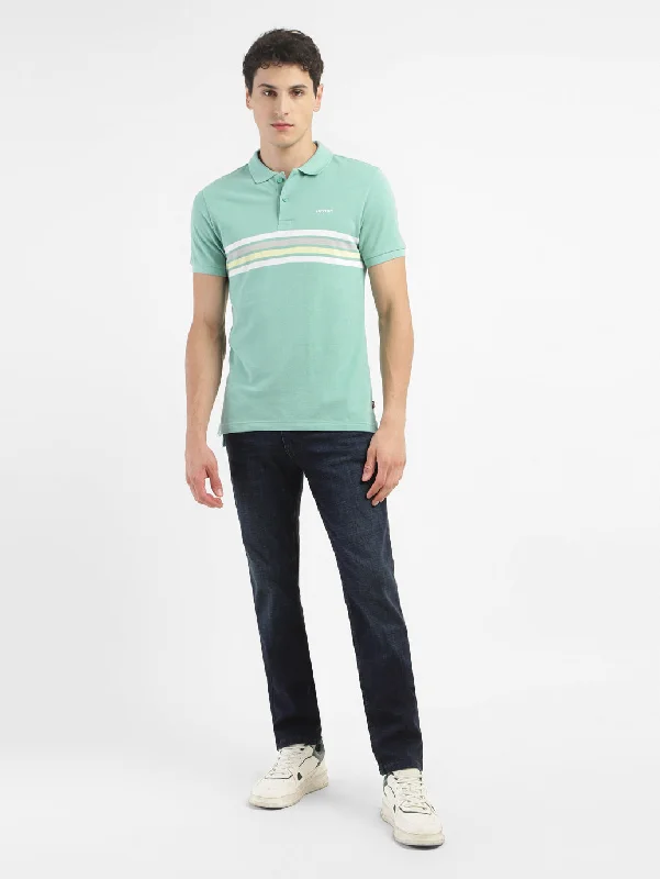 lightweight summer t-shirts -Men's Striped Polo T-shirt