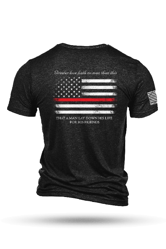 men's black t-shirts -Thin Red Line - Tri-Blend T-Shirt