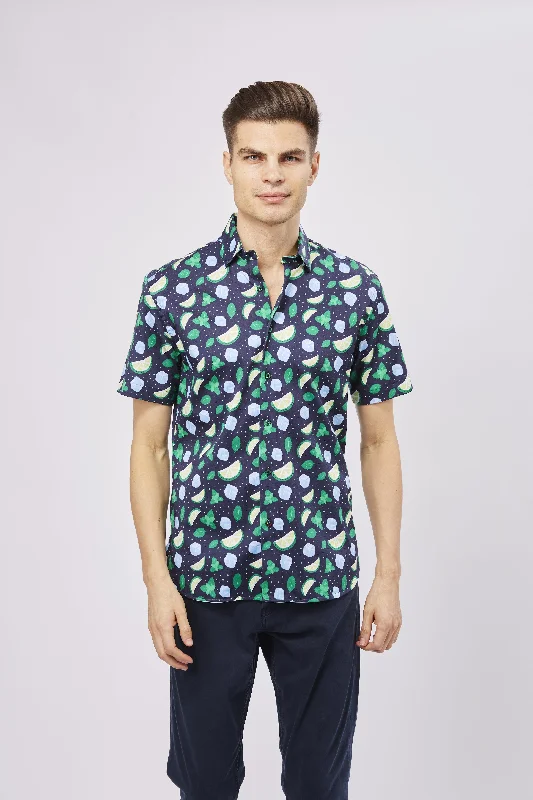 trendy long-sleeve shirts for men -Mojito Print Shirt