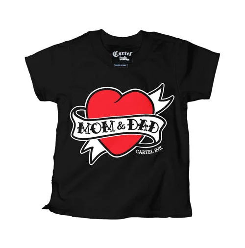 men's t-shirts with logos -Mom and Dad Tattoo Heart Kid's T-Shirt