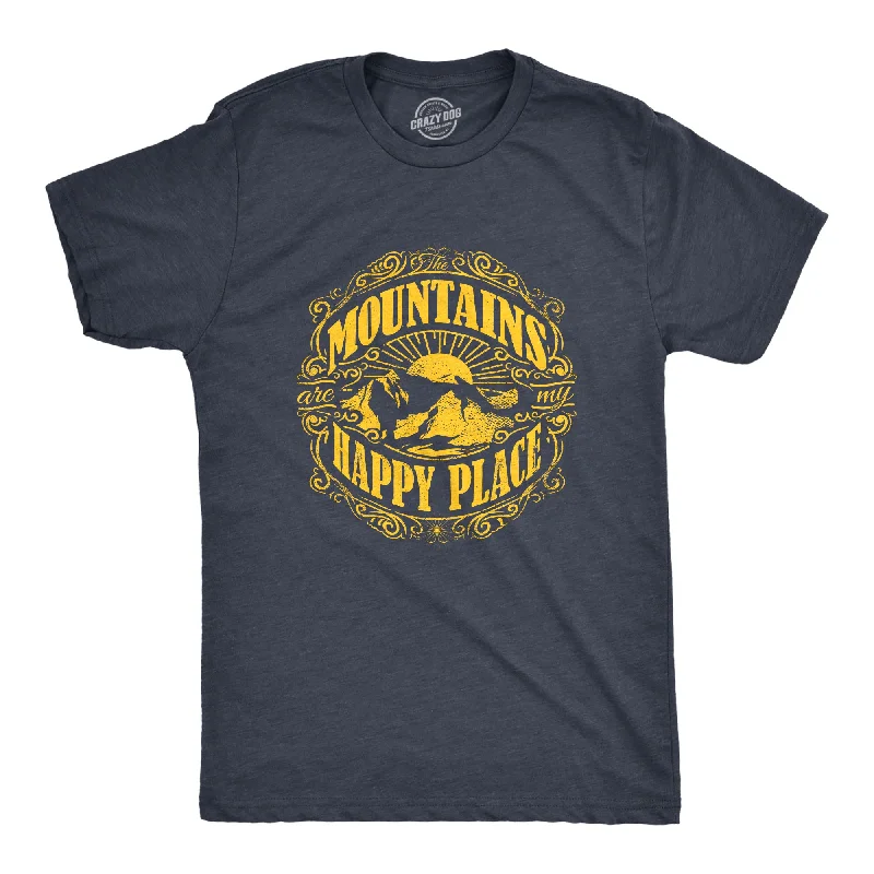 breathable t-shirts for men -Mountains Are My Happy Place Men's T Shirt