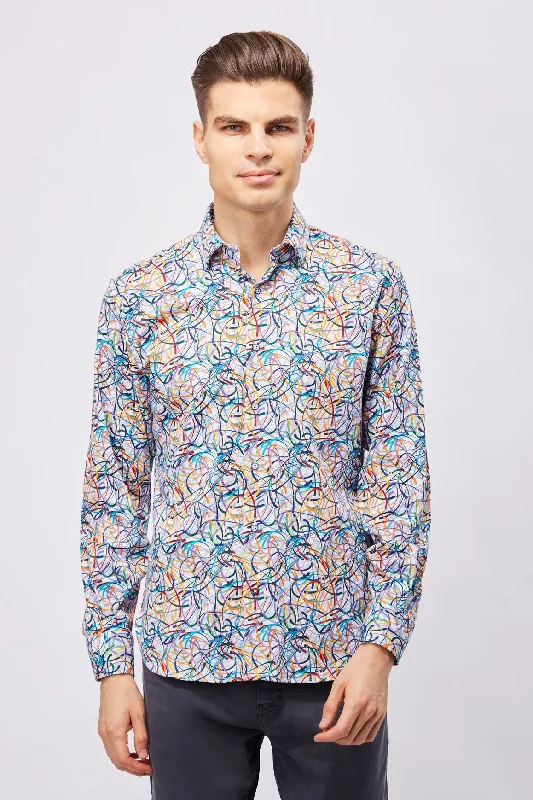 men's premium checkered shirts -Multicolor Swirls Shirt