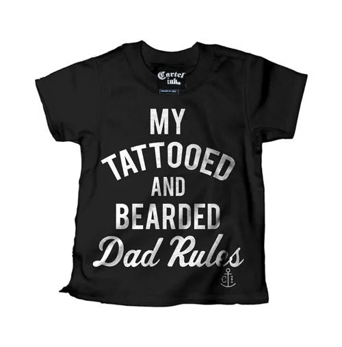 men's fashion-forward t-shirts -My Tattooed and Bearded Dad Rules Kid's T-Shirt