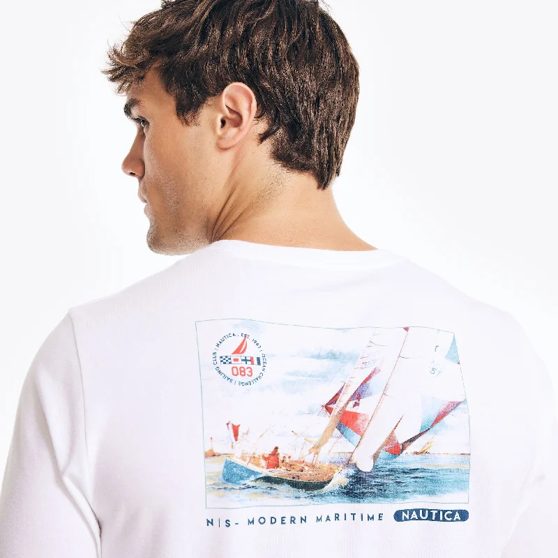 casual t-shirts for men -Nautica Mens Long-Sleeve Graphic T-Shirt