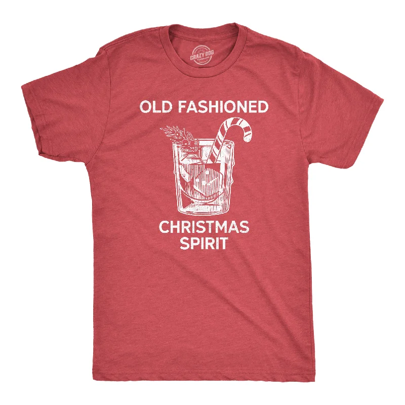 men's crew neck printed t-shirts -Old Fashioned Christmas Spirit Men's T Shirt