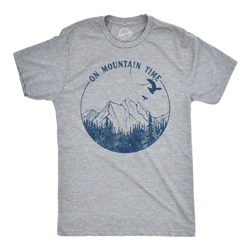 trendy t-shirts for men -On Mountain Time Men's T Shirt