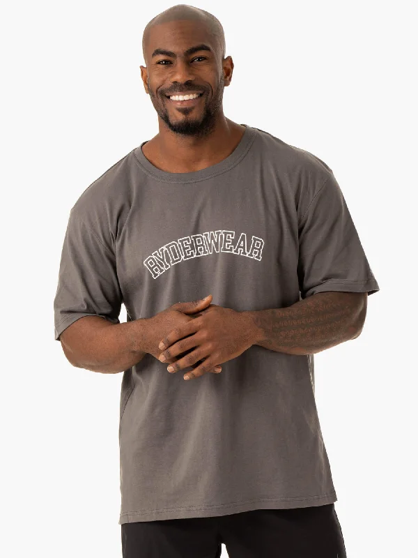 men's soft jersey t-shirts -Oversized T-Shirt - Charcoal